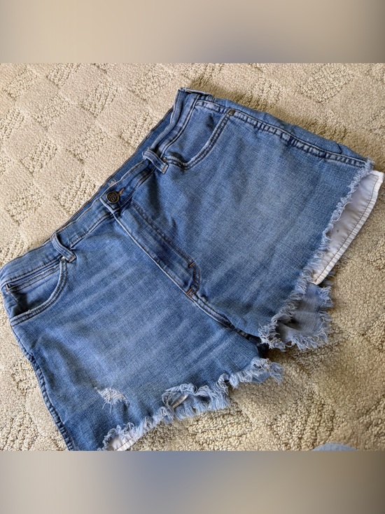 Wrangler Pants - Wrangler Light Blue Distressed Denim Cutoff Shorts